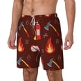 thumbnail image 1 of Picia Fire Extinguisher pattern Mens Swim Trunks with Compression Liner Stretch Beach Shorts Quick Dry with Zipper Pockets No-Chafing Board Shorts-Large, 1 of 9