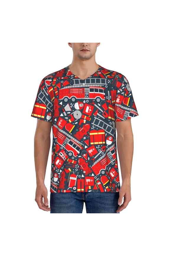 Fire Sign Pattern Mens Polo Shirts Quick Dry Short Sleeve Golf T Shirt Performance Moisture Wicking Casual Workout Baseball T-shirt-