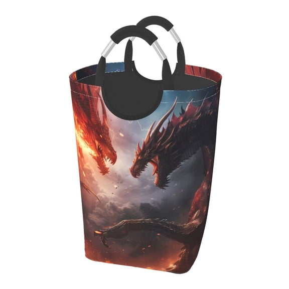 Picia Fire Sky Dragon Laundry Basket With Handles Laundry Hamper Toys Storage Organizer Foldable Bucket Washing Bin Dirty Clothes Bag For Home Bathroom Bedroom Dorm