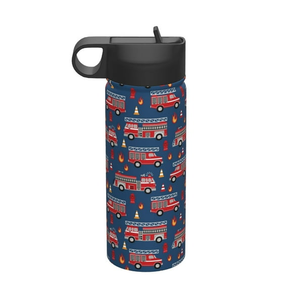 Picia Fire Truck 1 Pattern 18oz Sports Insulated Kettle With Straw Insulated Water Bottle For Running Hiking Cycling Climbing Men'S Woman Insulated Water Bottle