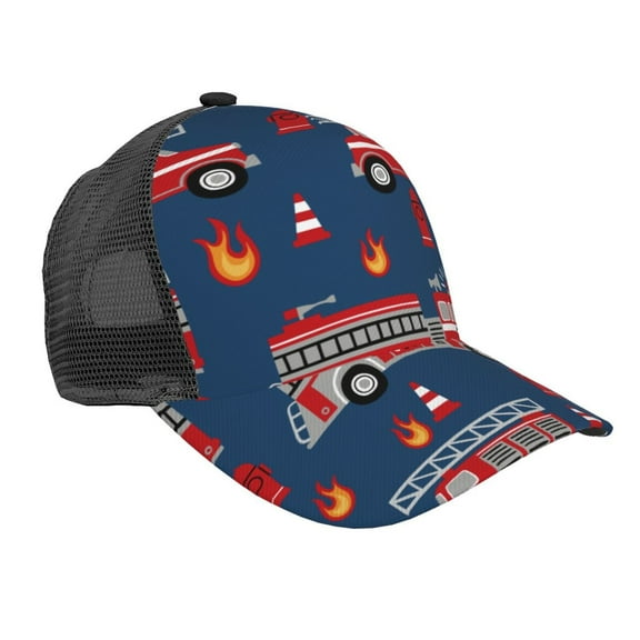 Picia Fire Truck 1 Pattern Trucker Hat,Baseball Cap,Sun Protection Cap,Stylish Headwear,Leisure Cap,Outdoor Sports Cap