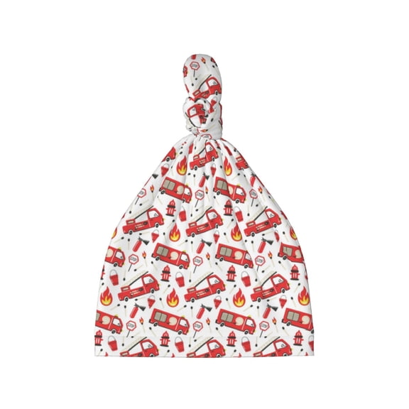 Picia Fire Truck Printed Preemie Hats for Baby Girls Cotton Premature Knot Hats Newborn Hospital Cap Warm Knot Beanie Nicu for Preemie Girls and Boys