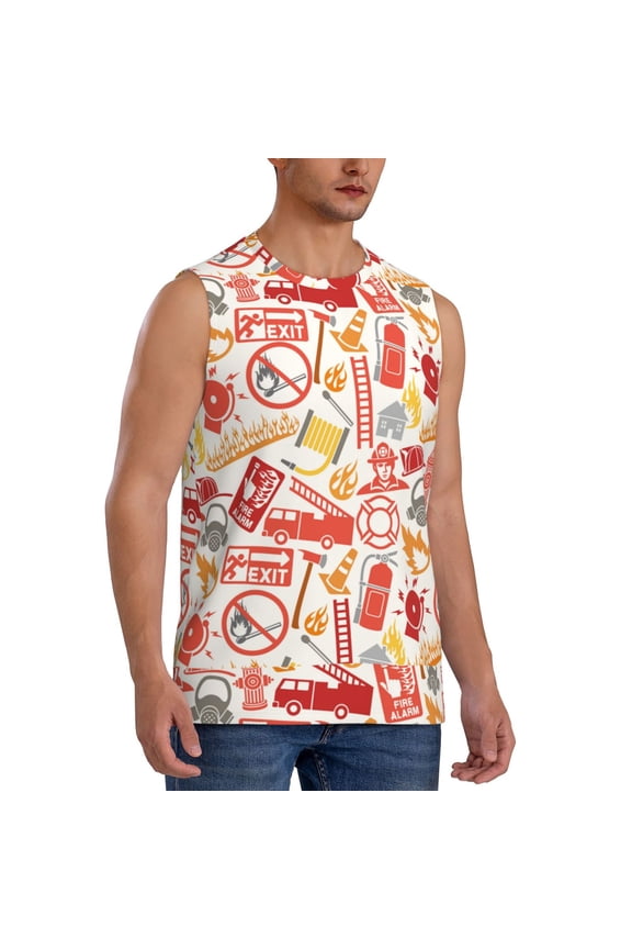Firefighter Icons mens Cotton Tank Undershirts , Moisture-wicking Ribbed Tanks, Lightweight Cotton Tank Undershirts-3X-Large