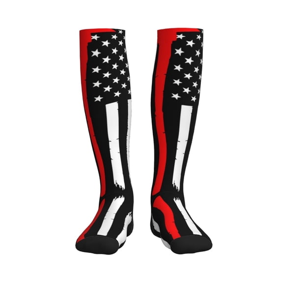 Picia Firefighters USA Flag Printed Sports Compression Socks - 15-20mmHg Graduated Compression, High-Performance Soft and Breathable Socks for Men and Women