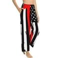 thumbnail image 1 of Picia Firefighters USA Flag Womens Soft Woven Cotton Elastic Waistband Sleep Pajama Pant Lounge Sleep Pant With Pockets And Drawstring-Small, 1 of 9
