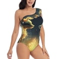 thumbnail image 1 of Picia Firefly Forest Fox Pattern Women's One Piece Swimsuits,One Shoulder Swimwear Asymmetric ,Ruffle Monokinis Bathing Suits,High Waisted Flattering Bathing Suits-Small, 1 of 8