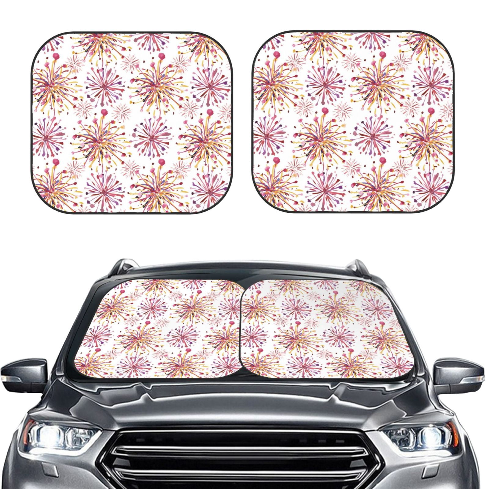 Picia Fireworks 2 Piece Car Windshield Sun Shade Foldable | Foldable ...