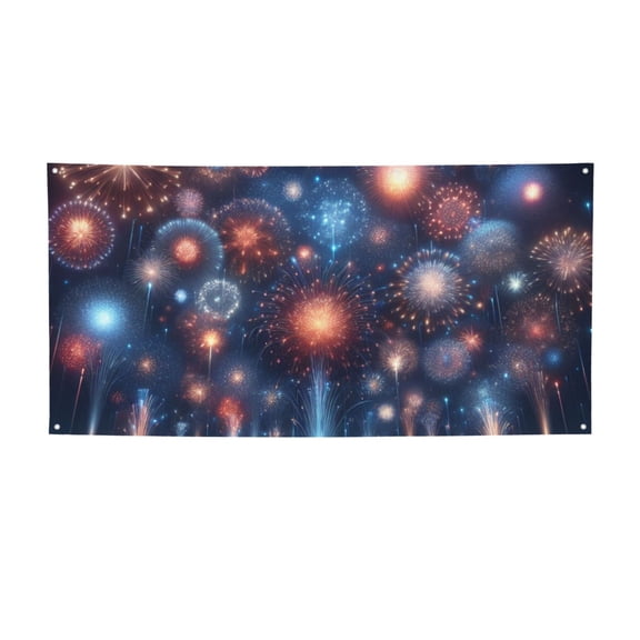 Picia Fireworks1 Pattern Party Banner, Festive Decoration, Holiday Banner, Celebration Decor, Event Banner, Reusable Party Banner-Medium