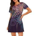 thumbnail image 1 of Picia Fireworks2 Pattern Women’s Nightdress – Casual Short-sleeved Loose-Fit Sleepwear, Soft Cotton Short-Sleeve Sleep Shirt for Relaxation & Comfort, 1 of 6