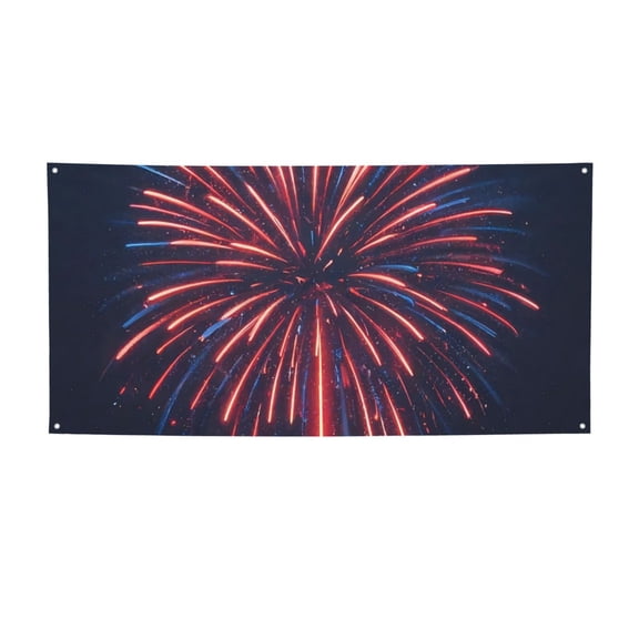 Picia Fireworks3 Pattern Party Banner, Festive Decoration, Holiday Banner, Celebration Decor, Event Banner, Reusable Party Banner-Small