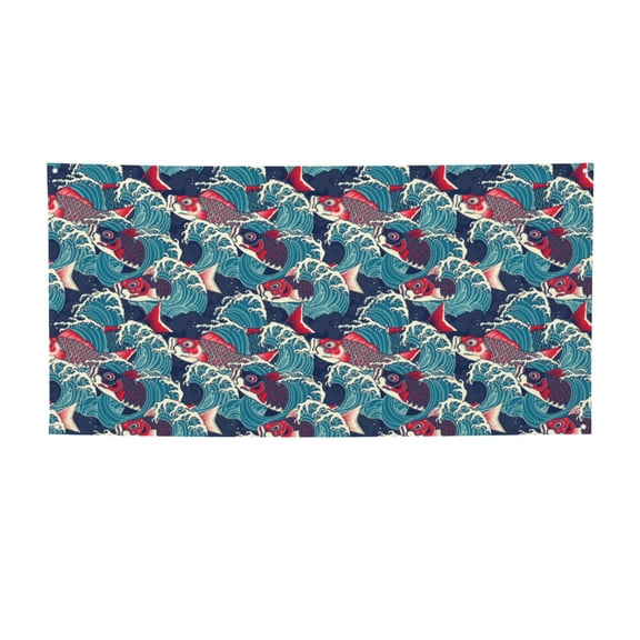 Picia Fish In The Wave Pattern Party Banner, Festive Decoration, Holiday Banner, Celebration Decor, Event Banner, Reusable Party Banner-Small