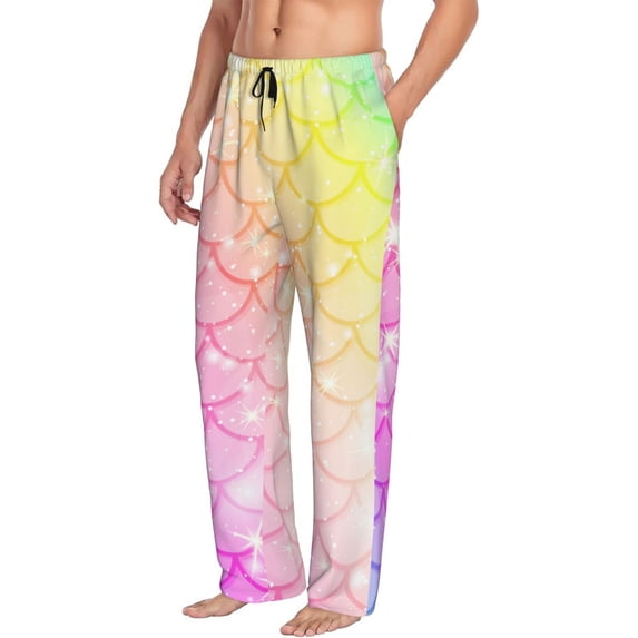 Picia Fish Scale Mens Soft Woven Cotton Elastic Waistband Sleep Pajama Pant Lounge Sleep Pant With Pockets And Drawstring-Small