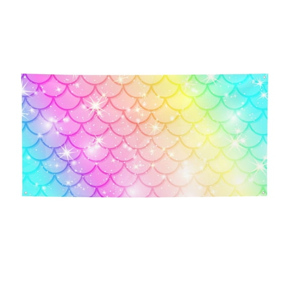 Picia Fish Scale Pattern Party Banner, Festive Decoration, Holiday Banner, Celebration Decor, Event Banner, Reusable Party Banner-Medium
