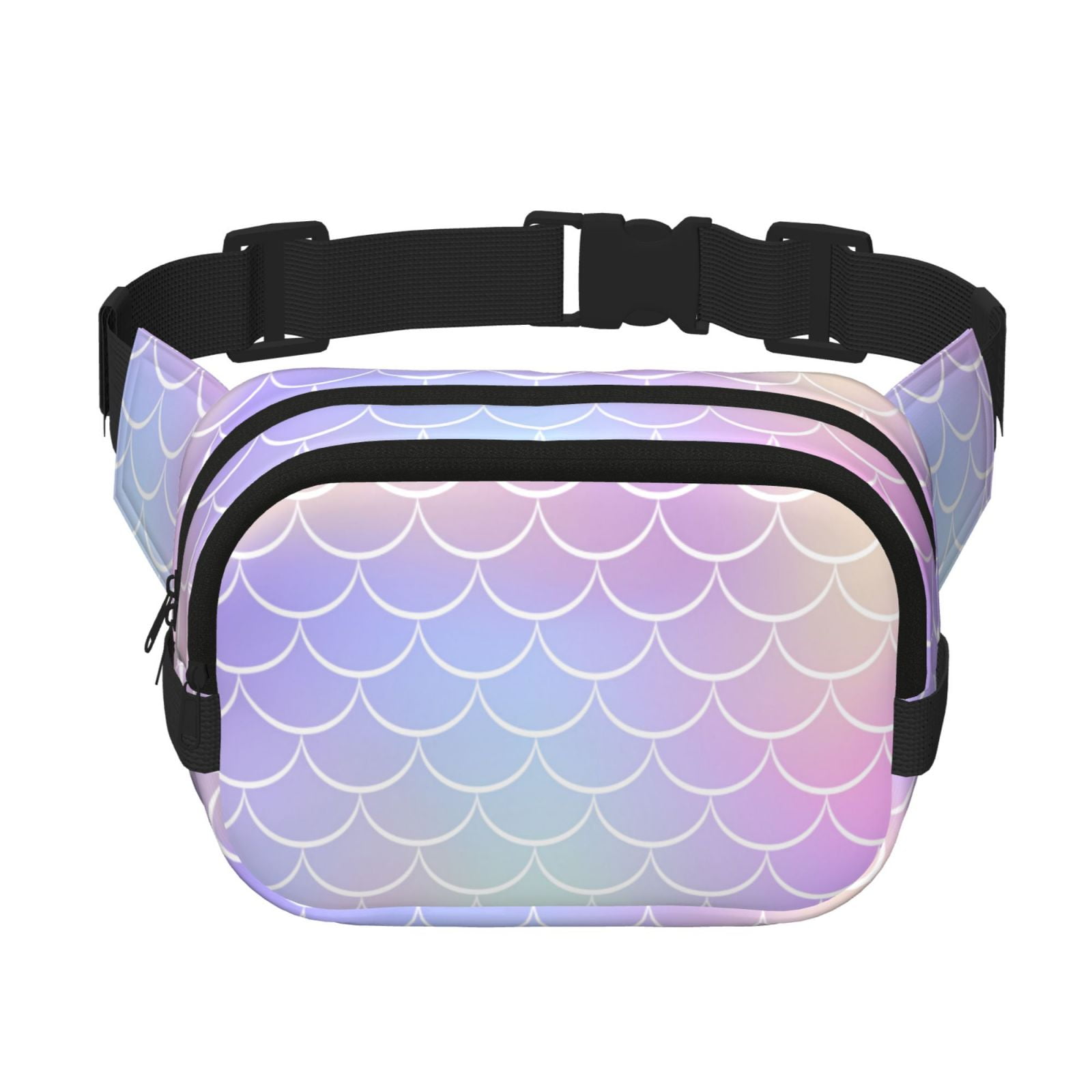 Picia Fish Scale1 Print Square Double-Layer Waist Bag Mini Adjustable Waist Belt Bag Exercise Running Travel Hiking