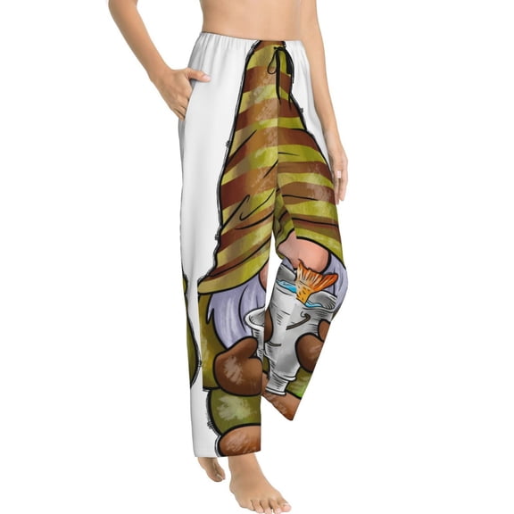 Picia Fishing Gnome Fisherman Womens Soft Woven Cotton Elastic Waistband Sleep Pajama Pant Lounge Sleep Pant With Pockets And Drawstring-Large