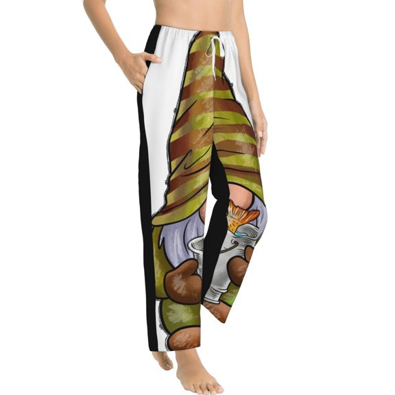 Picia Fishing Gnome Fisherman Womens Soft Woven Cotton Elastic Waistband Sleep Pajama Pant Lounge Sleep Pant With Pockets And Drawstring-Medium