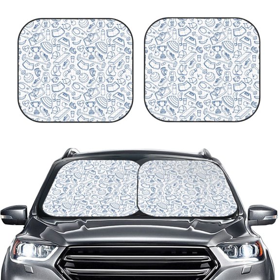 Picia Fitness Guru 2 Piece Car Windshield Sun Shade Foldable | Foldable Sun Shield for Front Window Blocks UV Rays and Keeps Your Vehicle Cool-Large