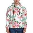 thumbnail image 1 of Picia Flamingo Flower Pattern Casual Men's Hoodie - Lightweight Hooded Sweatshirt with Kangaroo Pocket, Comfortable Pullover for Everyday, Travel-Large, 1 of 7