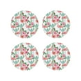thumbnail image 1 of Picia Flamingo Flower Printed Leather Coasters for Drinks, 4" Drink Coasters Set of 4 for Tabletop Protection, Handmade Luxurious Home Décor and Housewarming Gift -Round Shape, 1 of 6