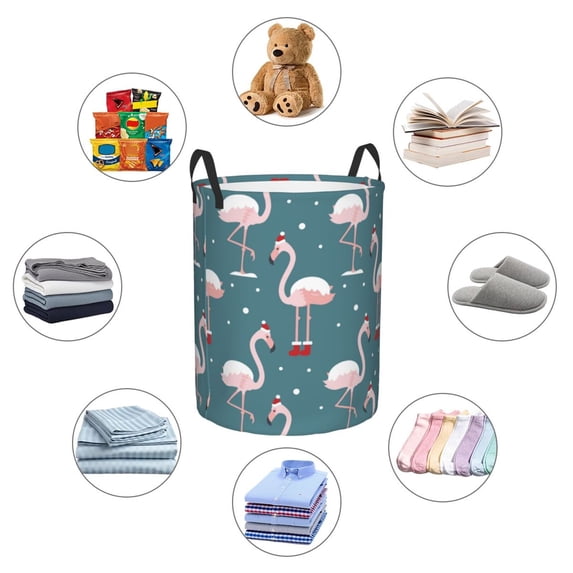 Picia Flamingo Large Laundry Basket, Waterproof, Freestanding Laundry Hamper, Collapsible Tall Clothes Hamper with Extended Handles-Small