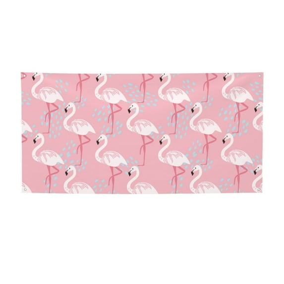 Picia Flamingo Pattern Party Banner, Festive Decoration, Holiday Banner, Celebration Decor, Event Banner, Reusable Party Banner-Medium