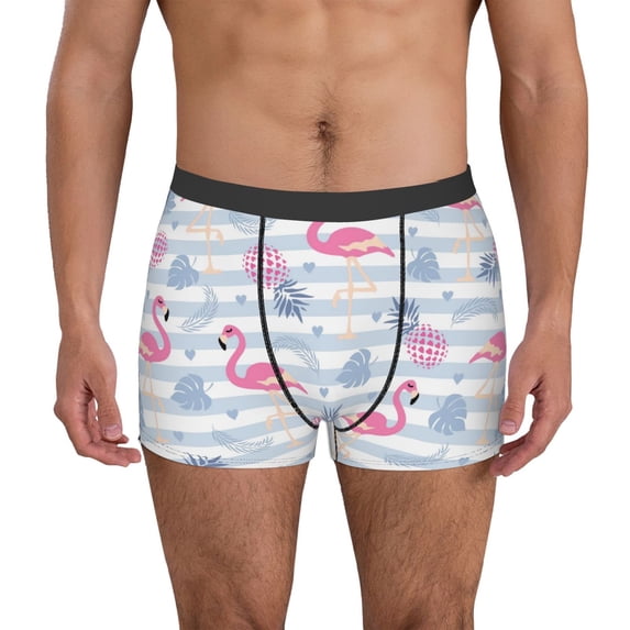 Picia Flamingo and Pineapple Pattern Men’s Boxer Briefs – Soft & Breathable Underwear, Stretchy & Comfortable Fit, Supportive Pouch Design, Moisture-Wicking-Medium