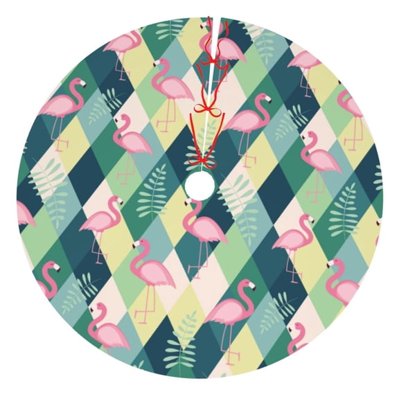 Picia Flamingo Print Christmas Tree Skirt , Christmas Tree Skirt Ornaments for Merry Christmas Holiday Party Decorations Indoor Outdoor-36"