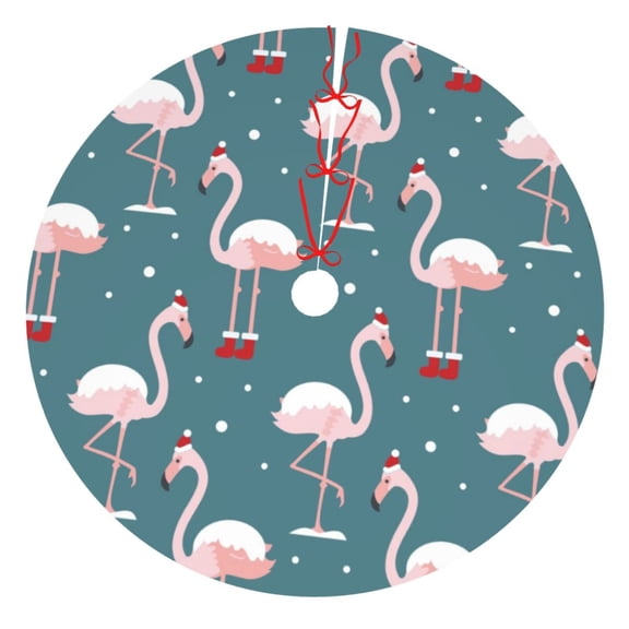 Picia Flamingo Print Christmas Tree Skirt , Christmas Tree Skirt Ornaments for Merry Christmas Holiday Party Decorations Indoor Outdoor-36"