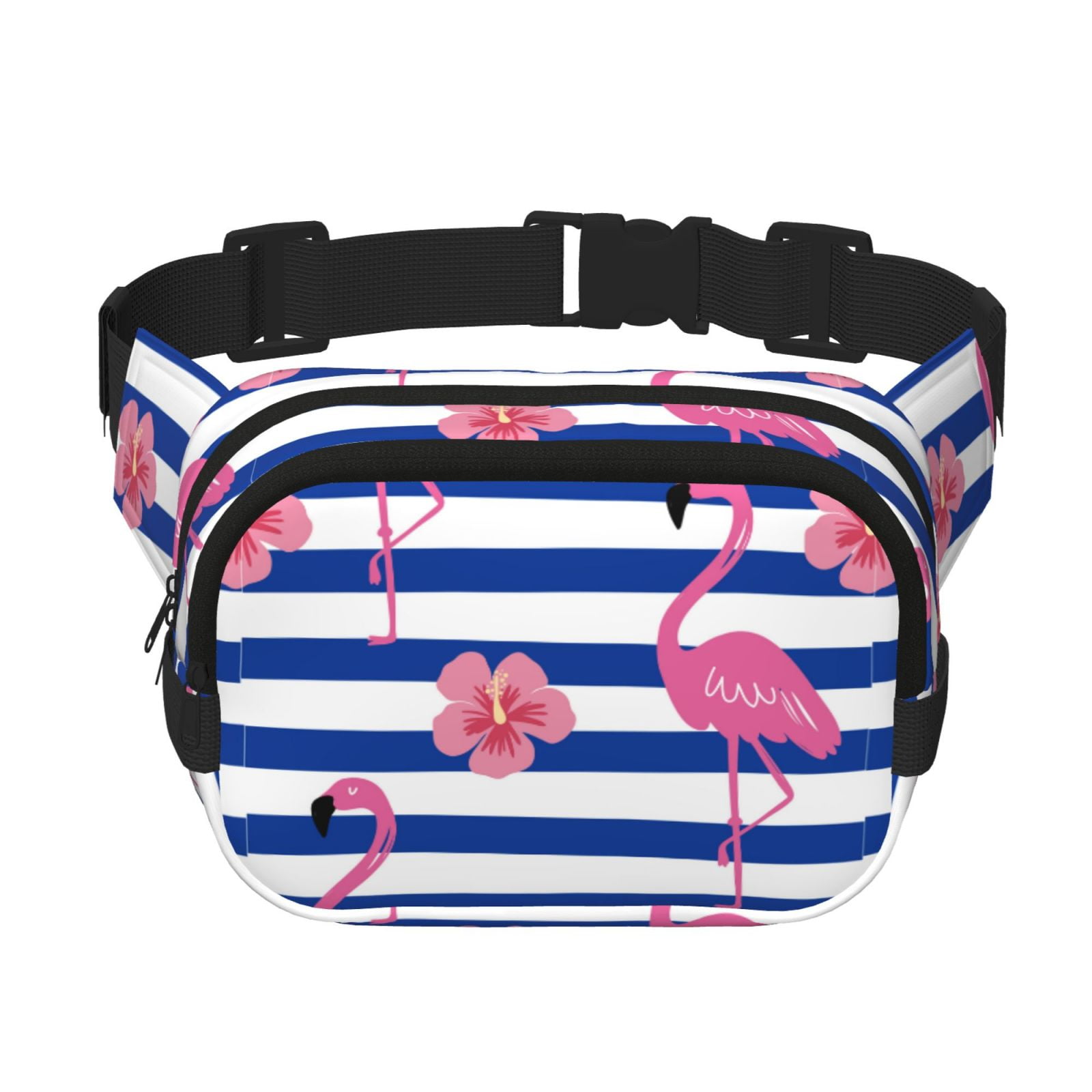 Picia Flamingo Print Square Double-Layer Waist Bag Mini Adjustable Waist Belt Bag Exercise Running Travel Hiking