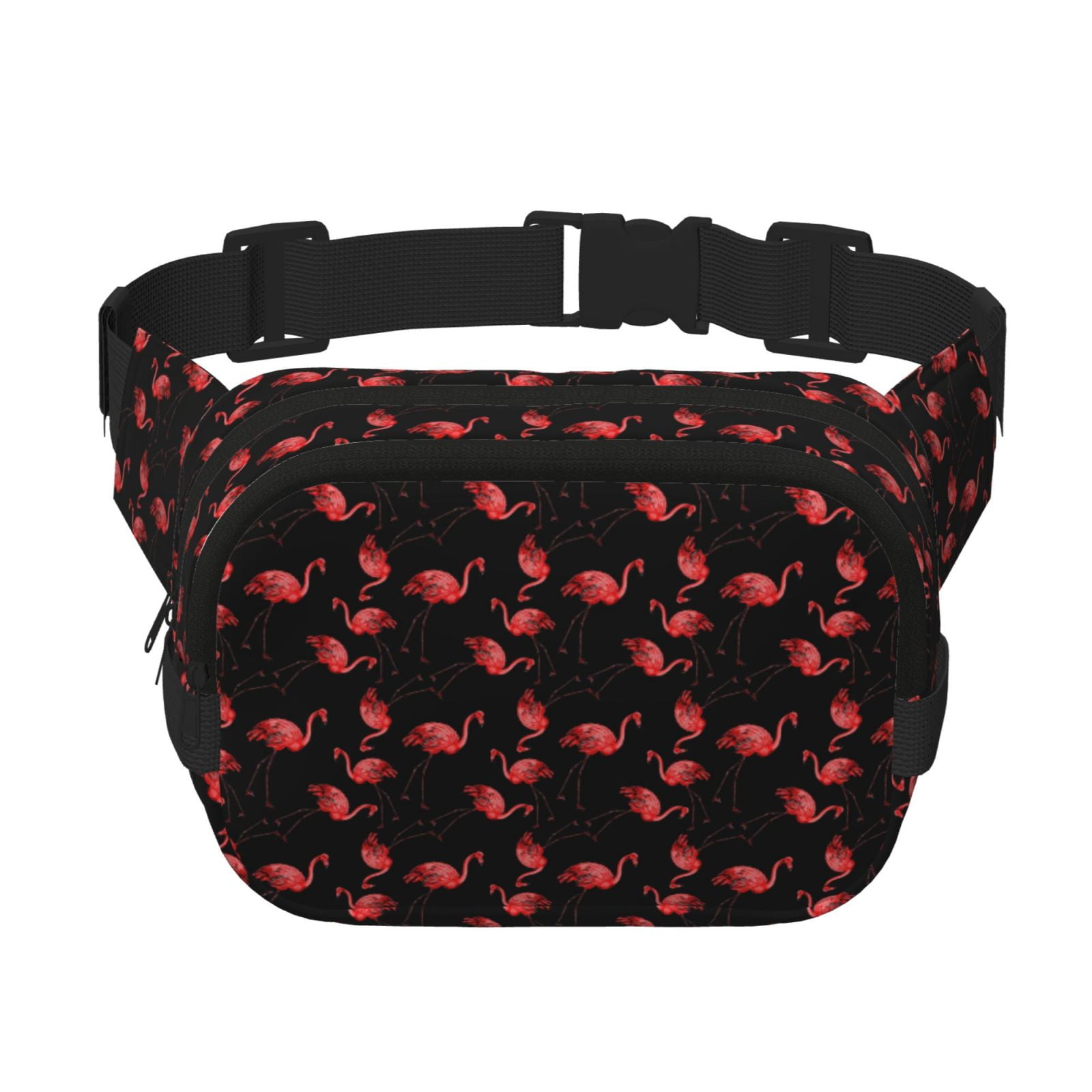 Picia Flamingo Print Square Double-Layer Waist Bag Mini Adjustable Waist Belt Bag Exercise Running Travel Hiking