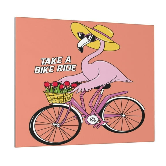 Picia Flamingo Riding a Bicycle Pattern Decorative Picture – Unique Wall Art, Modern Canvas Print for Trendy Interiors (Horizontal)
