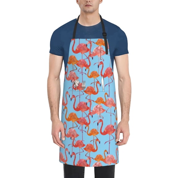 Picia Flamingo Waterproof Apron for Unisex Adult - Adjustable Bib Apron with Pockets, Ideal for Cooking, Gardening, Painting, and Household Chores