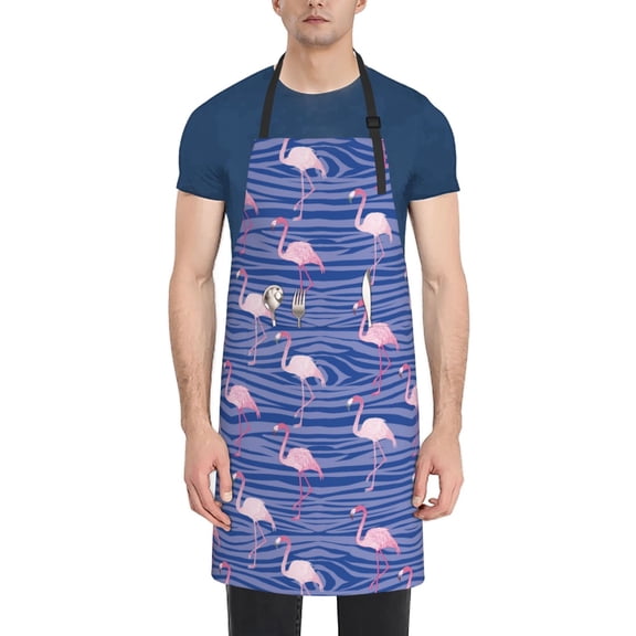 Picia Flamingo Waterproof Apron for Unisex Adult - Adjustable Bib Apron with Pockets, Ideal for Cooking, Gardening, Painting, and Household Chores