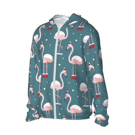 Picia Flamingo Women's Men's UPF 50+ Sun Protection Hoodie Shirt Long Sleeve SPF Fishing Outdoor UV Hiking Lightweight Shirts-