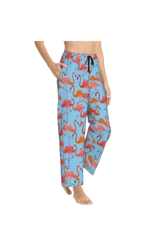 Flamingo Womens Soft Woven Cotton Elastic Waistband Sleep Pajama Pant Lounge Sleep Pant With Pockets And Drawstring-X-Large