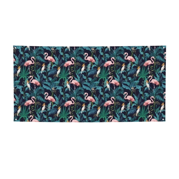 Picia Flamingos And Birds Pattern Party Banner, Festive Decoration, Holiday Banner, Celebration Decor, Event Banner, Reusable Party Banner-Small