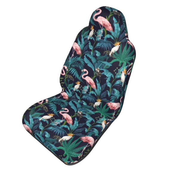 Picia Flamingos And Birds Print Waterproof Sweating Car Seat Cover for Post Gym Workout, Running, Beach and Hiking, Universal Fit Anti-Slip Bucket Seat Protector