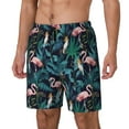 thumbnail image 1 of Picia Flamingos And Birds pattern Mens Swim Trunks with Compression Liner Stretch Beach Shorts Quick Dry with Zipper Pockets No-Chafing Board Shorts-Large, 1 of 9