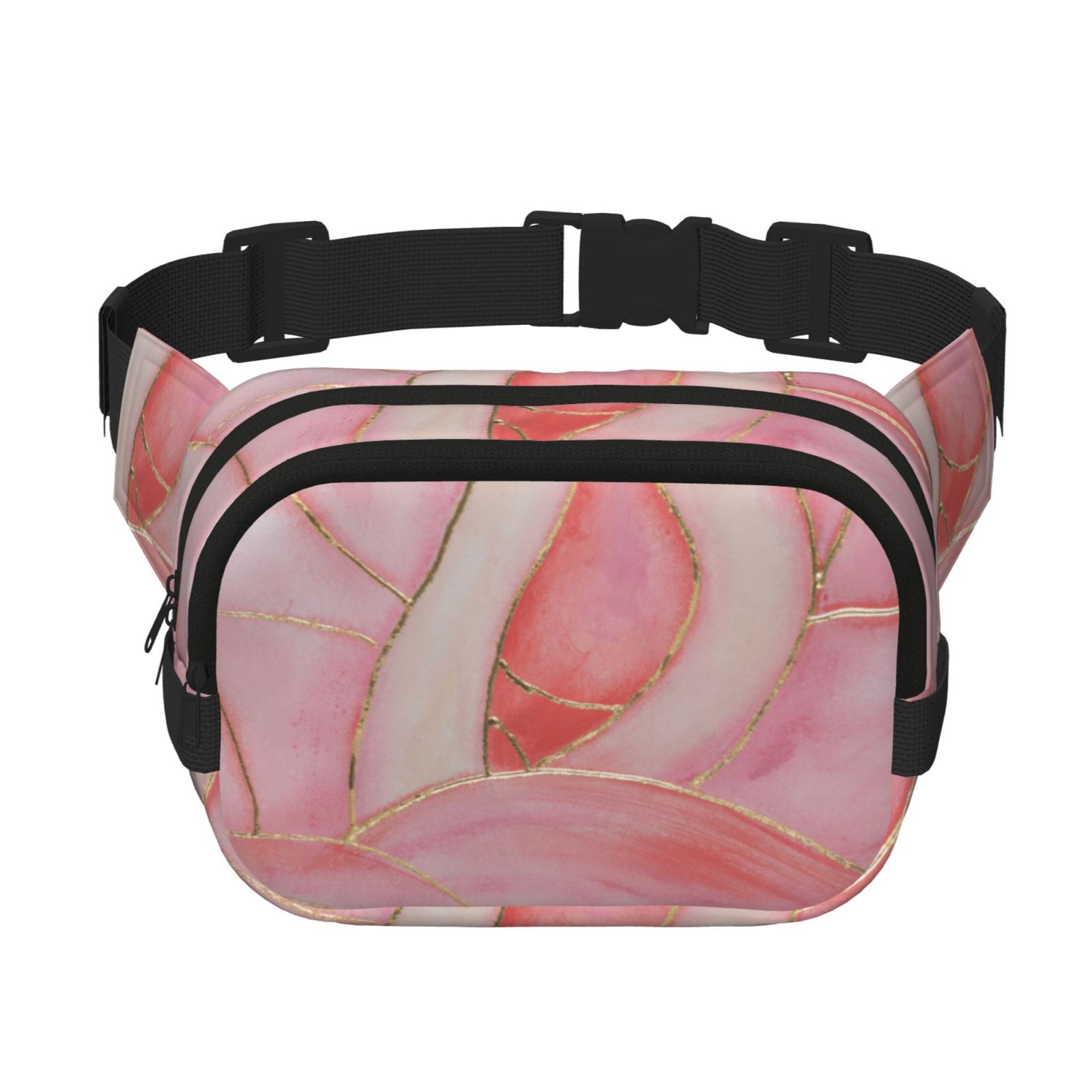 Picia Flamingos Print Square Double-Layer Waist Bag Mini Adjustable Waist Belt Bag Exercise Running Travel Hiking