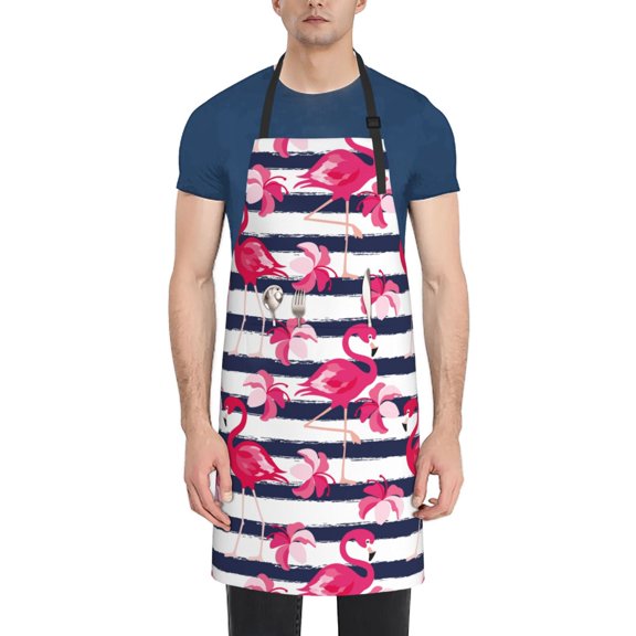Picia Flamingos Waterproof Apron for Unisex Adult - Adjustable Bib Apron with Pockets, Ideal for Cooking, Gardening, Painting, and Household Chores