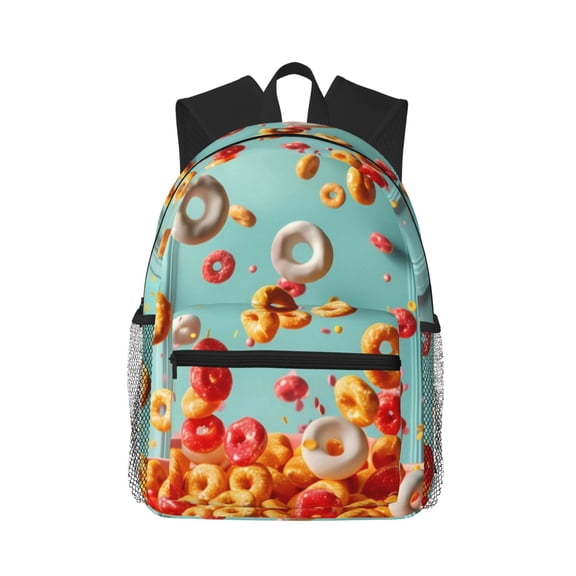 Picia Floating Colorful Cereal Large Capacity Backpack Classic Style Backpack Casual Backpack Water-Resistant School Work Travel Outdoor Backpack