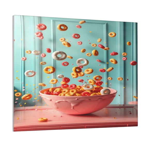 Picia Floating Colorful Cereal Pattern Decorative Picture – Unique Wall Art, Modern Canvas Print for Trendy Interiors (Horizontal)