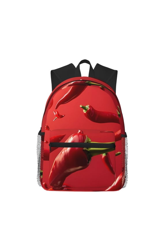 Floating Red Chili Peppers Large Capacity Backpack Classic Style Backpack Casual Backpack Water-Resistant School Work Travel Outdoor Backpack