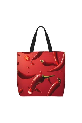 Floating Red Chili Peppers for Tote Bag for Women with Zipper, Gym Tote with Compartments, Laptop Work Tote Nurse Dance Yoga Bag for Sport, Travel