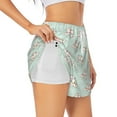 thumbnail image 1 of Picia Flora Daisy Cactus Pattern Women's 2 in 1 Athletic Running Shorts High Waisted Workout Casual Gym Sweat Shorts with Comfy Liner Zipper Pockets-Medium, 1 of 9