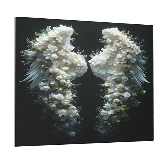 Picia Floral Angelic White Wings Pattern Decorative Picture – Unique Wall Art, Modern Canvas Print for Trendy Interiors (Horizontal)