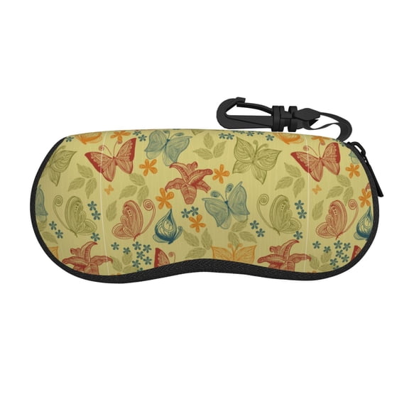 Picia Floral with Butterflies Print Sunglasses Case, Eyeglasses Case Protector Large Glasses Case, Key Lock Case Protective Glasses Holder Eyeglasses Cases