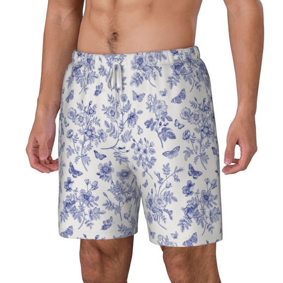 Picia Floral Butterfly pattern Mens Swim Trunks with Compression Liner Stretch Beach Shorts Quick Dry with Zipper Pockets No-Chafing Board Shorts-XX-Large