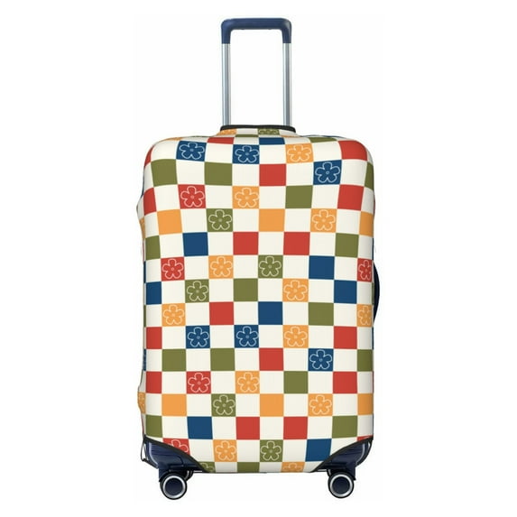 Picia Floral Checkerboard Luggage Protector Cover Thicken Suitcase Protector Cover Fit 18-32 Inch Luggage-Medium