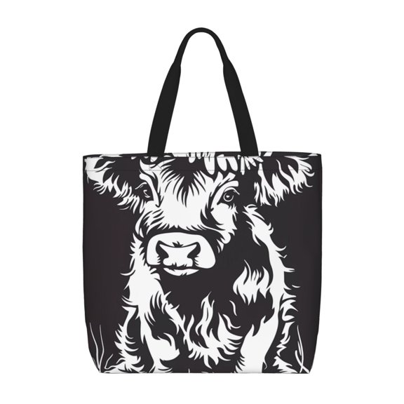 Picia Floral Cow Silhouette for Tote Bag for Women with Zipper, Gym Tote with Compartments, Laptop Work Tote Nurse Dance Yoga Bag for Sport, Travel